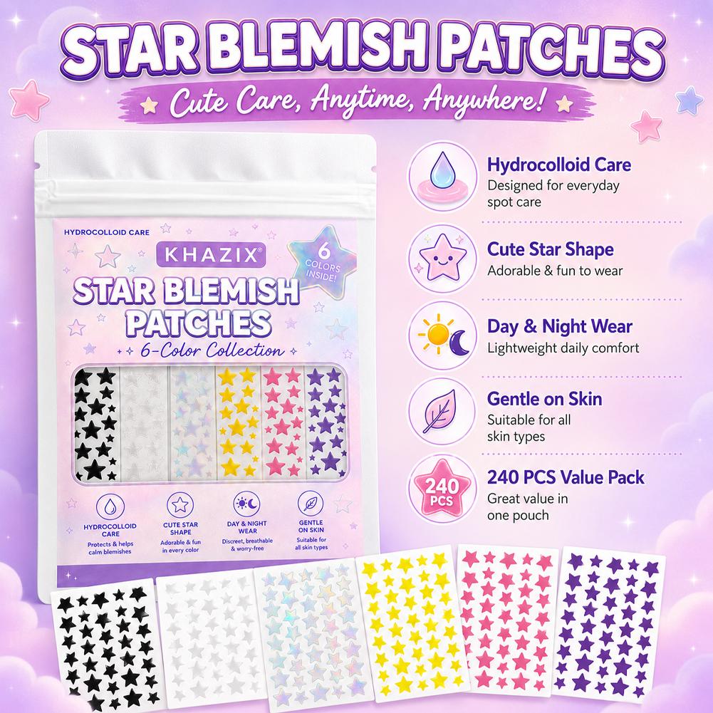 Hydrocolloid Pimple Patch - 240PCS Plester Jerawat Bentuk Bintang Untuk