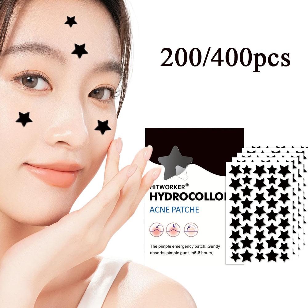 Hydrocolloid Pimple Patch - 200/400Pcs Plester Jerawat Hidrokoloid Bintang Hitam