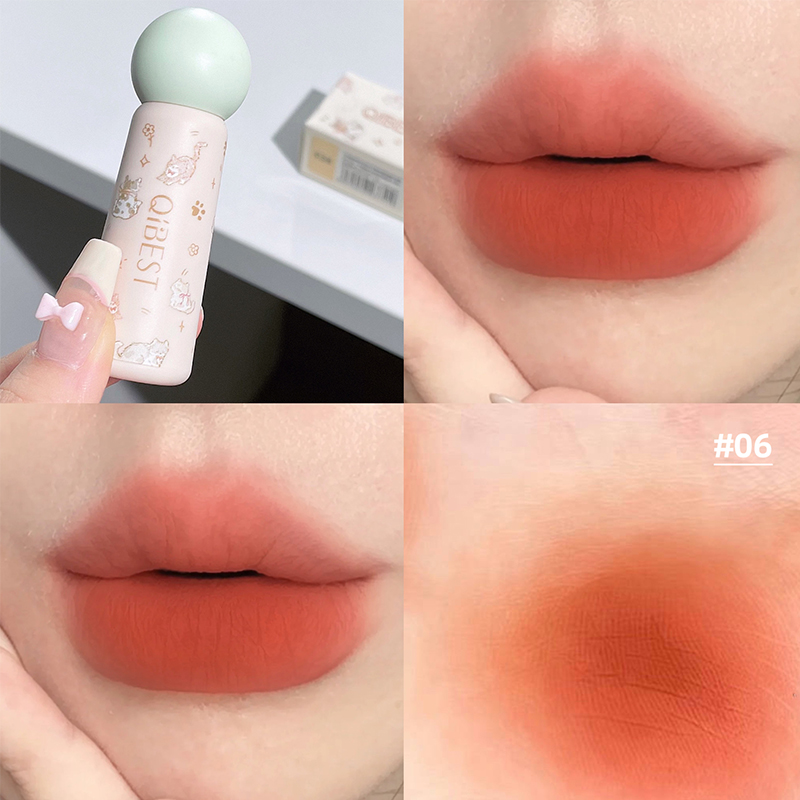 Matte Velvet Lip Tint Long Lasting - QIBEST Lip Mud Velvet Matte Tahan