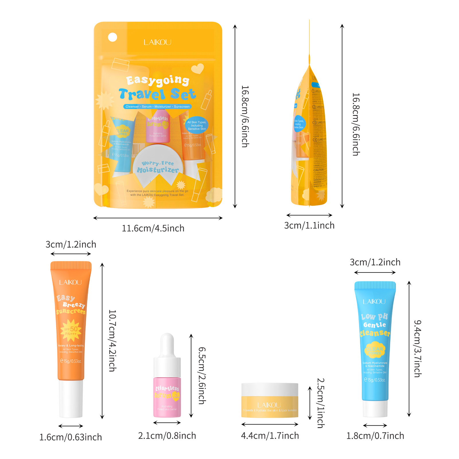 4 buah Laikou Ceramide setelan - Hyaluronic Acid Facial Serum ulasan dan harga
