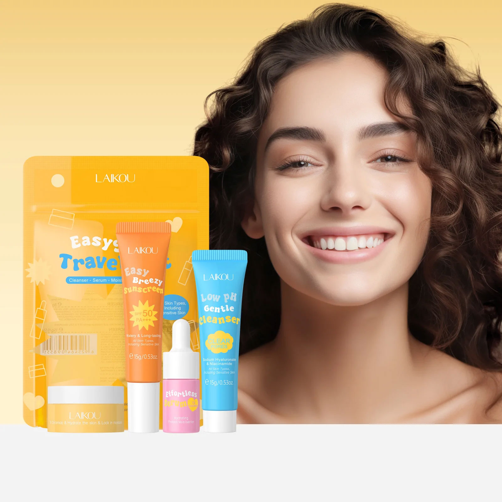 4 buah Laikou Ceramide setelan - Hyaluronic Acid Facial Serum ulasan dan harga