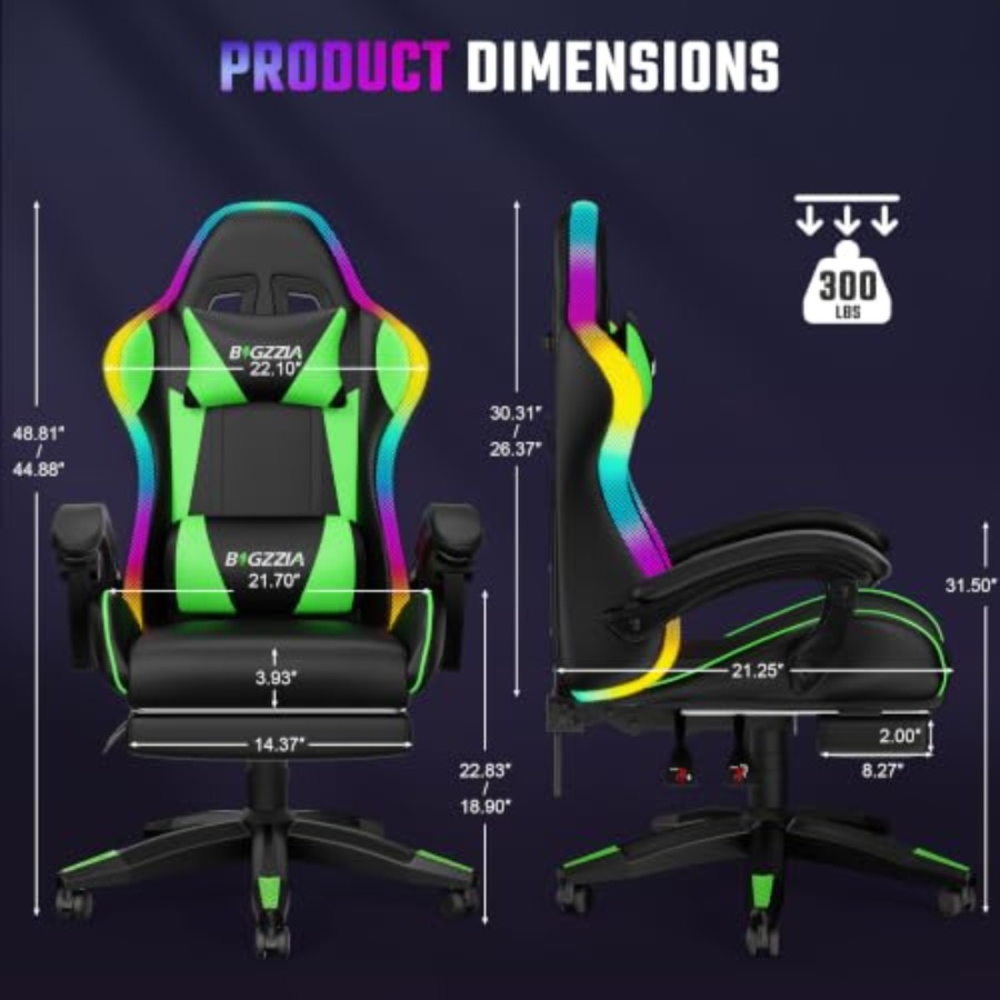 Kursi gaming RGB dengan sandar - Massage ulasan dan harga